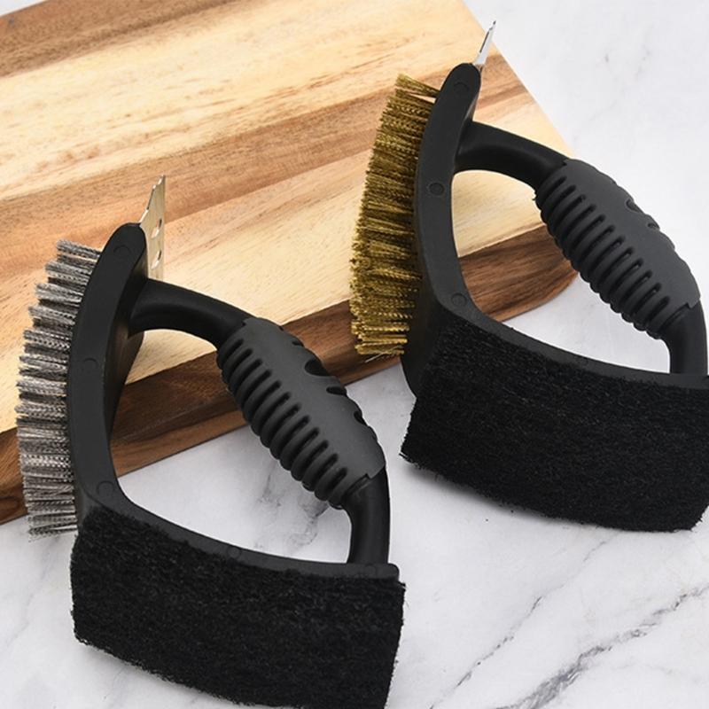 Right Angled Grill Brush With 3 Functions And Ergonomic Handle Scrapers Wire Bristles For Deep Cleaning BBQ Grates Tool