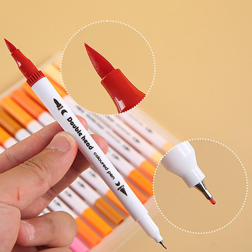 Set di 12 pennarelli lavabili a doppia punta per acquerello per pittura artistica per studenti, pennarello a base d'acqua con gancio e anello
