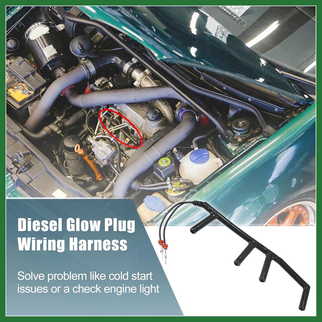 Motoforti Glow Plug Wiring Harness with 2 Wires 028971766 for Volkswagen Beetle 1998-2003 for VW Golf Jetta 97-01 for VW Passat L4 1.9L Diesel 2 Male