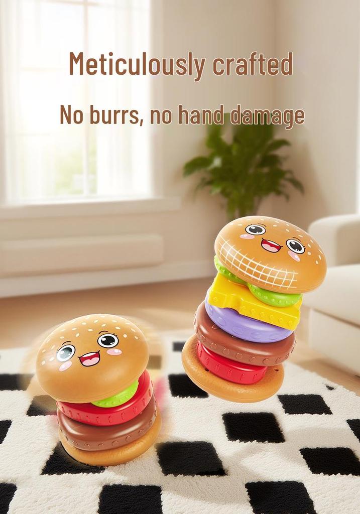 Rotating Hamburger Stacking Toy - Educational Early Learning Gift for Infants and Toddlers