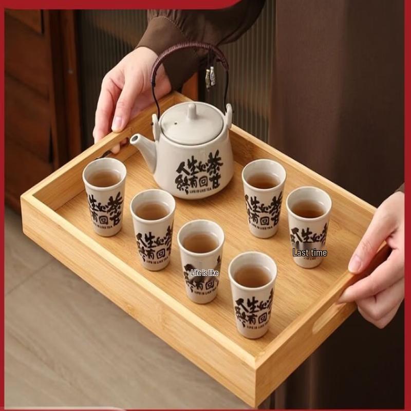 OLOEY Bamboo Tea Set with Tray