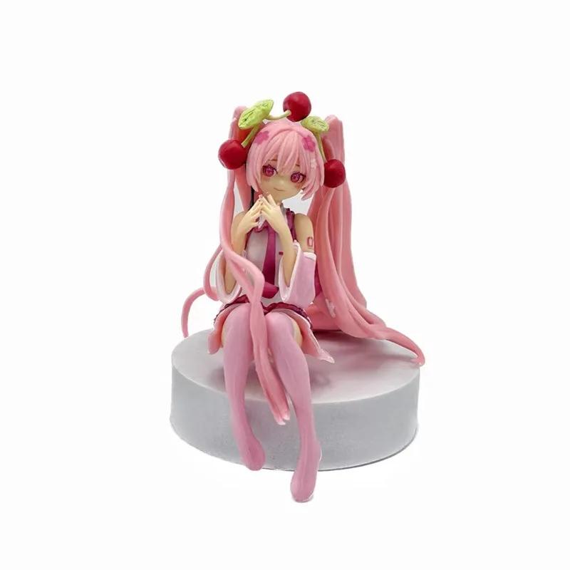 11CM Hatsune Miku Anime Figure Pink Dress PVC Model Action Toys Cherry Pink Cherry Blossom Decoration Collect Gifts