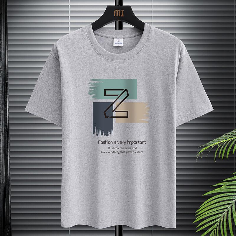 Simple Graphic Tshirt for Men Plus Size Round Neck Tee Shirts Pure Cotton Harajuku Tops Male Clothing Summer New Short Sleeve