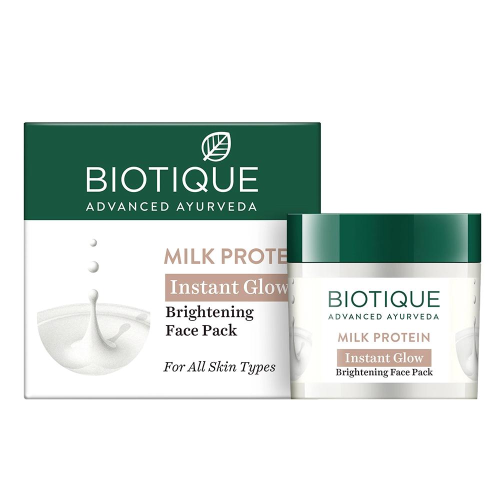 Biotique Milk Protein Brightening Face Pack For Glowing Skin 50g With Honey Almond Oil For Smooth Fair Skin