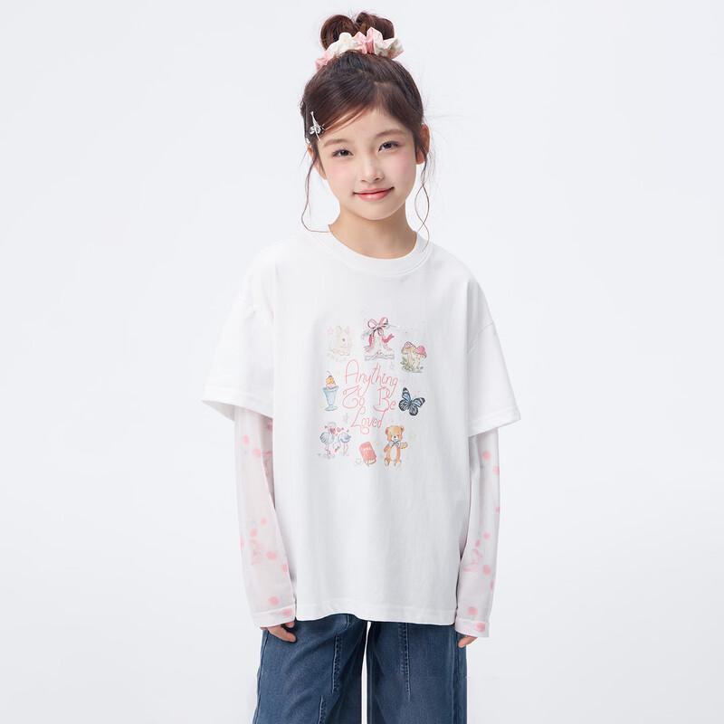 

Girls Dreamy Print Mesh Patchwork T-Shirt 120
