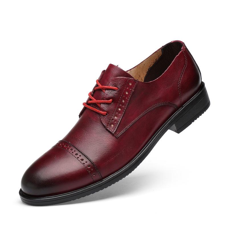 Men's Cross-Border Leather Formal Shoes - Soft Sole, Casual, Lace-up, Top Layer Cowhide, New Style