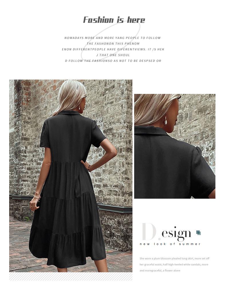 Europäisches und Amerikanisches Sommer Lässiges Mittellanges Hemdblusenkleid für Damen