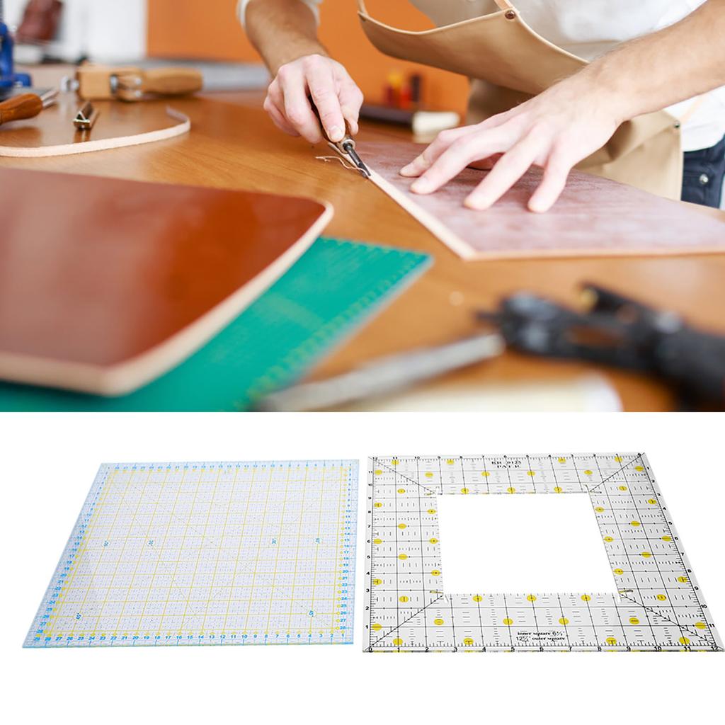 2Pcs Quilting Ruler Square Acrylic DIY Cloth Patch‑Work for Measuring Sewing Embroidery Supplies