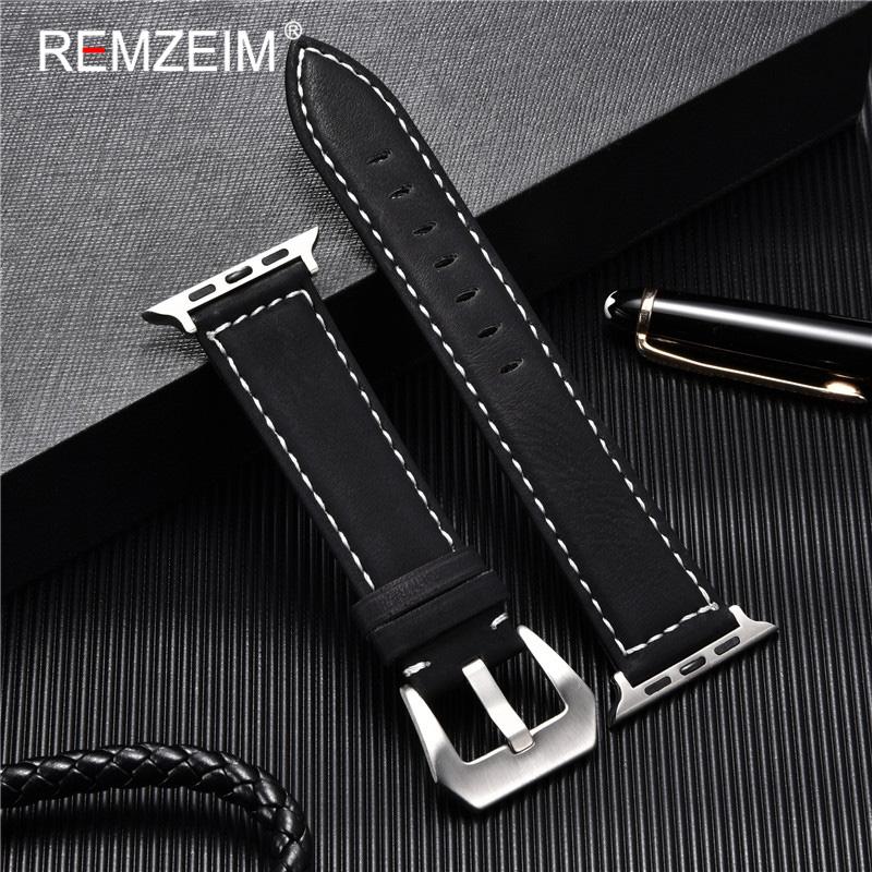 Leather Strap For Apple Watchband 41mm 42mm 38mm Watch Band 4 5 6 7 45mm 44mm 40mm iwatch Belt 3/2/1 Bracelet Black Blue Green