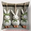 Easter-themed Pillow with Carrots Bunnies and Bike Polyester Pillowcase, Sofa Decorative Cushion Cov Headboard Pillow