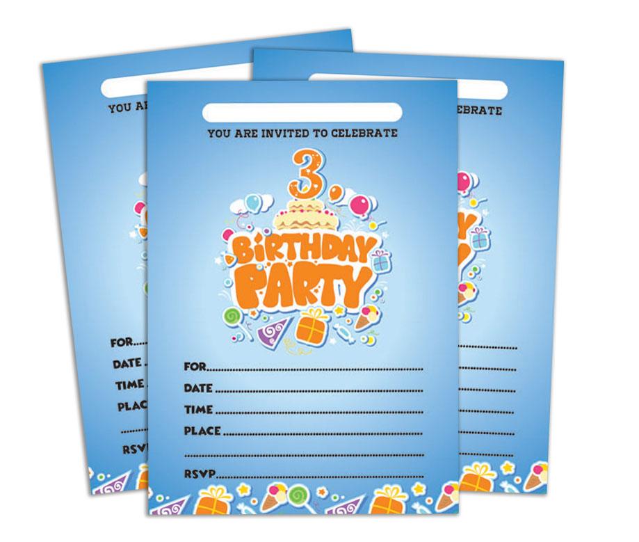 Darling Souvenir Blue Birthday Invitation Card Printable Fill or Write In Blank Invites Party Supplies Pack Of 28 5 X 7 Inches