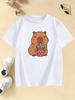 Süße Capybara-Grafik-T-Shirts für Mädchen mit Milchtee, Kinder-T-Shirt für Jungen und Mädchen, Sommer, Frühling, Lässiges Oberteil, T-Shirt