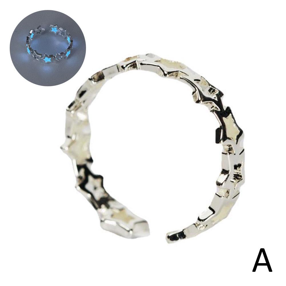 

1/2pcs New Fashion Star Luminous Rings for Women Girls Cool Sweet Y2K Green Blue Star Open Ring Party Gifts Jewelry