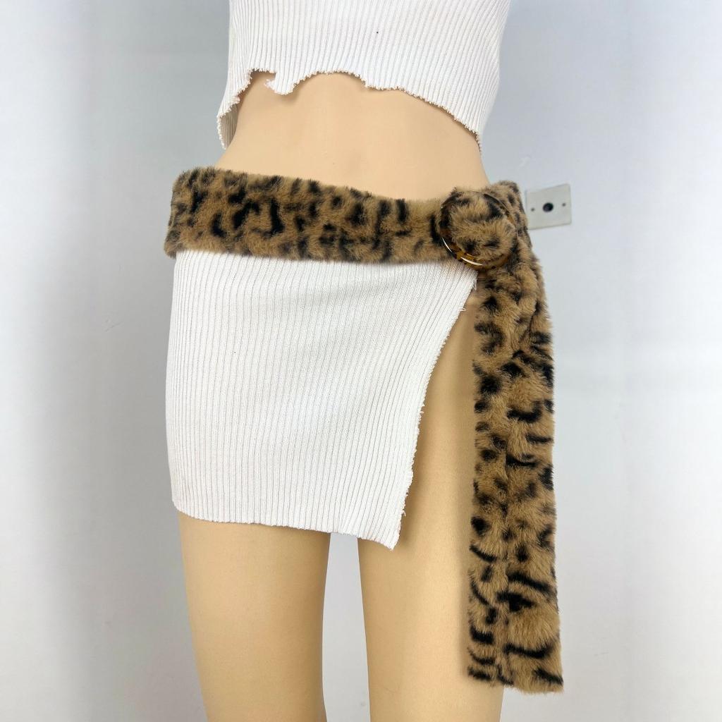 Leopard Print Plush Waist Chain Christmas Subculture Sweet Chain Winter Warm Plush Girl