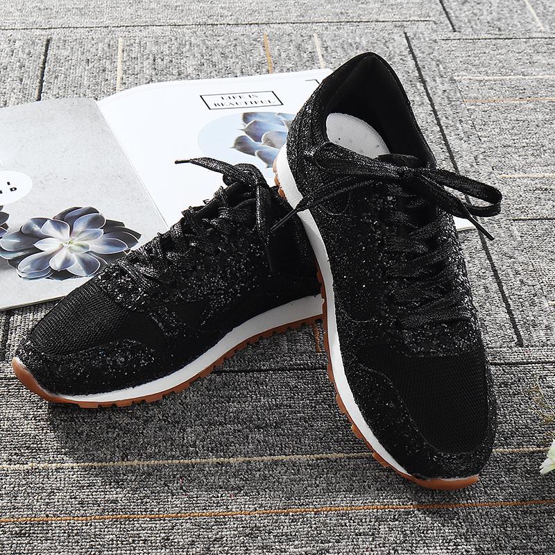 Buy Women Flat Glitter Sneakers Casual 