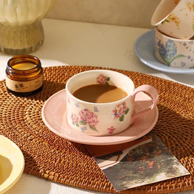 Light Luxury French Style Ceramic Coffee Cups Exquisite Elegant Afternoon Tea Cup Household Breakfast Yogurt Cup Office Mugs