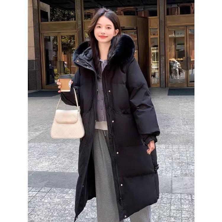 Winter Loose Sweet Thickened Long Cotton with Hooded Coat for Women