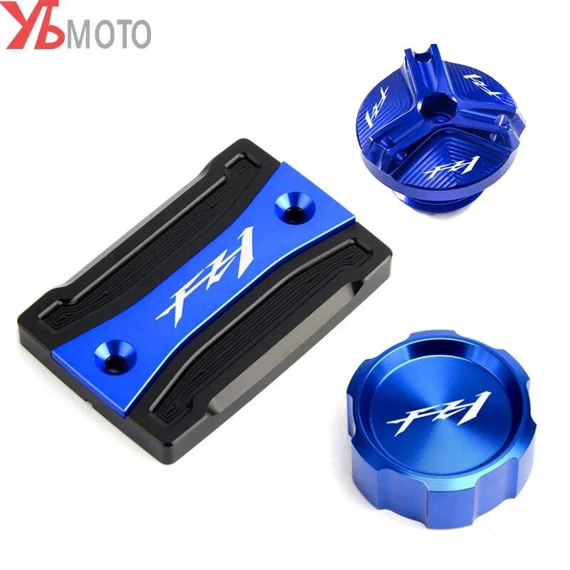 Laser Logo Motorcycles CNC Aluminum Front Rear Brake Fluid Reservoir Cover & Oil Filler Cap For YAMAHA FZ1 FAZER FZ 1 2006-2015