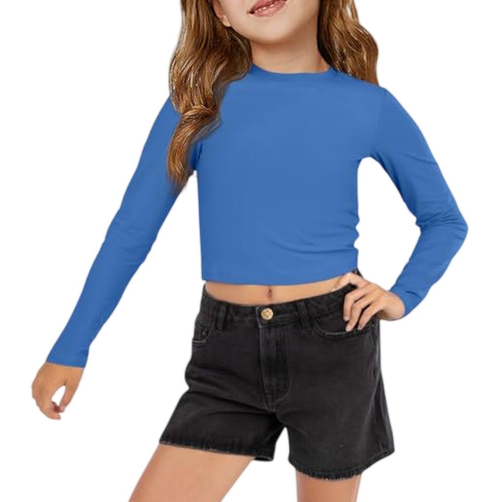 Dětské zkrácené topy Dívčí trička s dlouhým rukávem Módní top