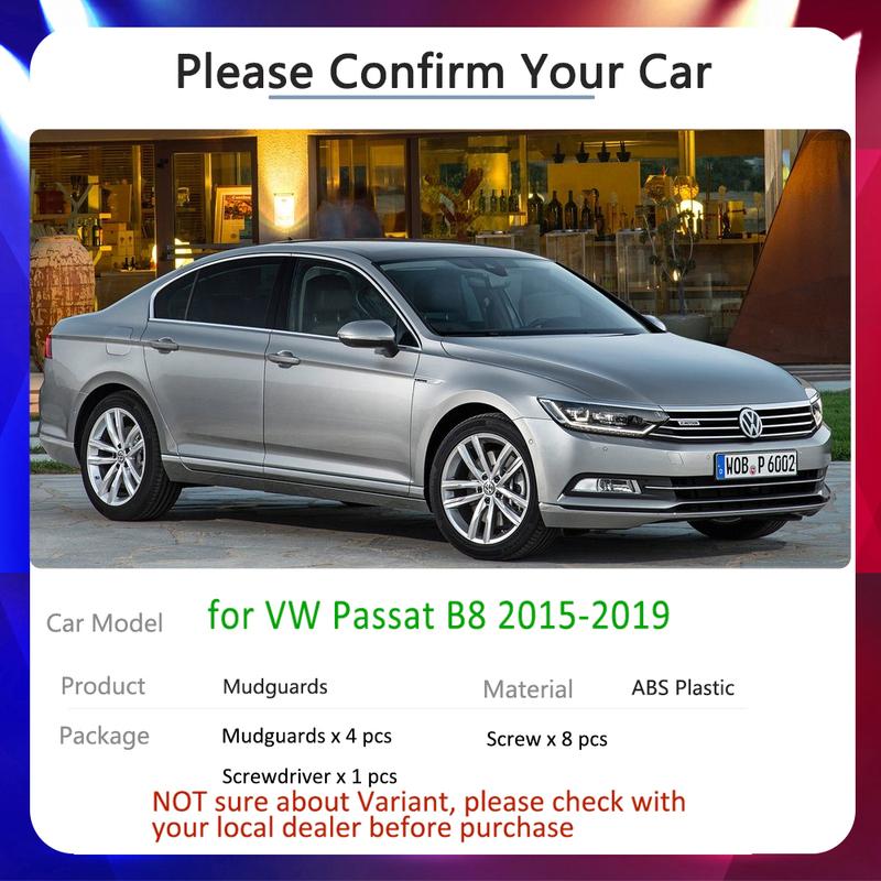 Mud Flaps for Volkswagen VW Passat B8 2015~ Tire Fender Mudguards 2016 2017 2018 Accessories Stickers Splash Mud flap guard