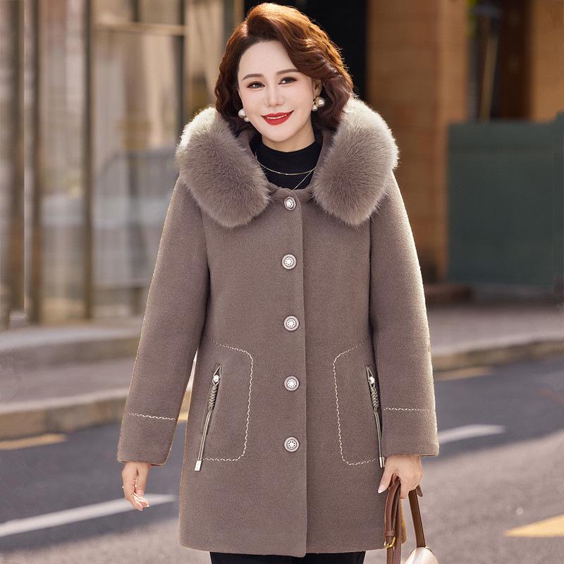 Mink Velvet Coat: New Winter Style for Middle-Aged Women, Plus-Size Woolen Jacket for Autumn and Winter