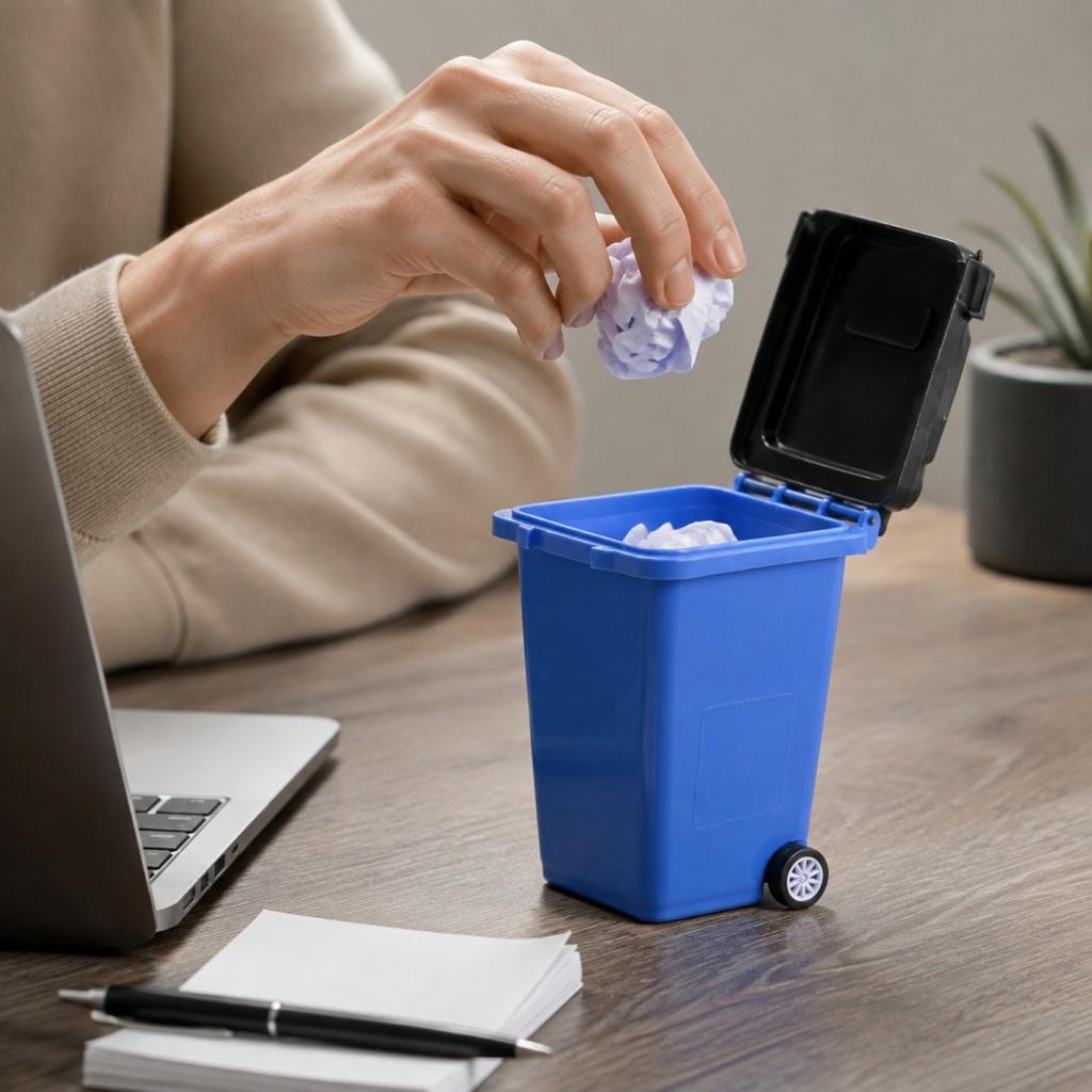 Desktop Can with Wheels, Fun Wastebasket for Home