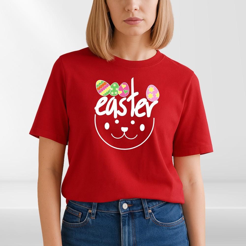 Easter Bunny Face TShirt Cute Egg Print White Cotton Unisex Kids Adults S