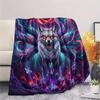 1Pc Nine-tailed Fox Print Flannel Blanket, High Quality Comfortable for All Seasons, Home Decor, Warmth and Comfort, Perfect for Christmas Gifts