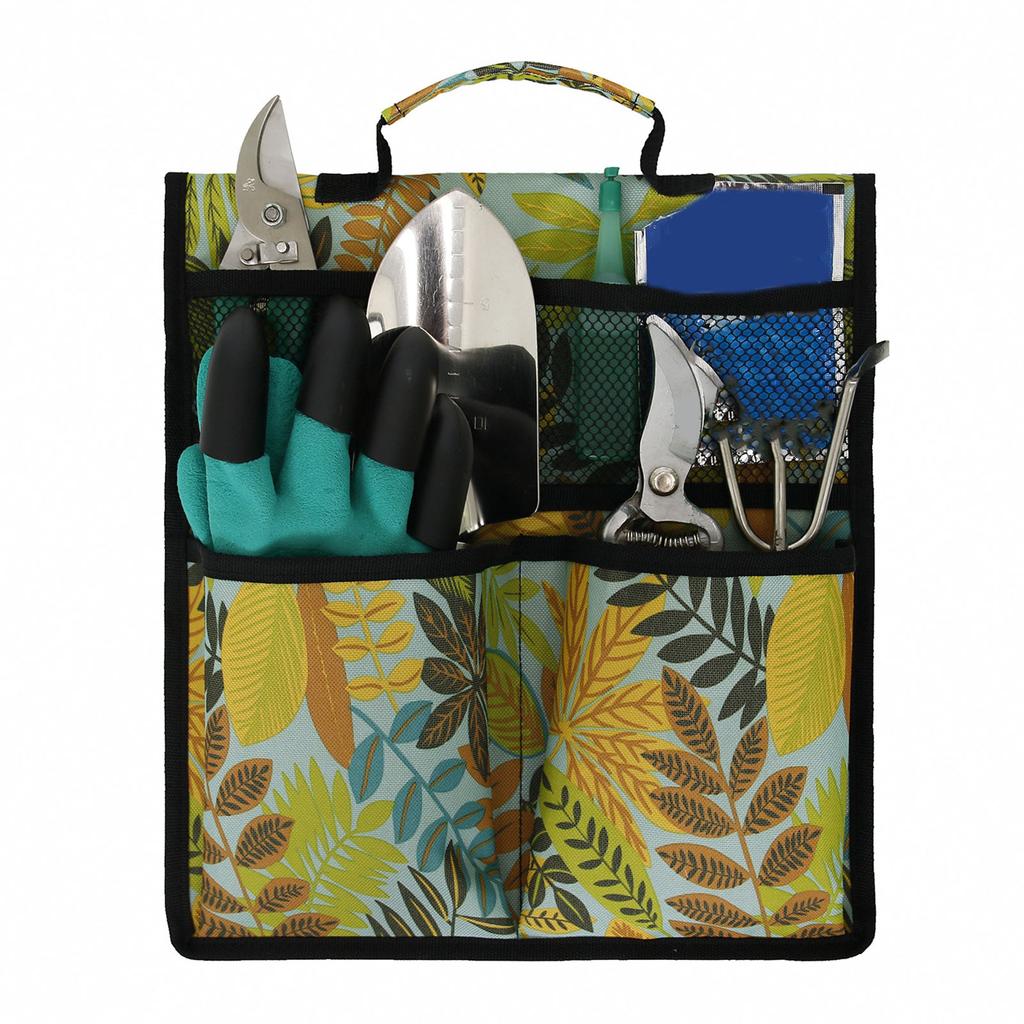 Garden Tool Storage Bag 600D Oxford Cloth Foldable Portable Gardening   with Multiple Pockets for Outdoor Garden