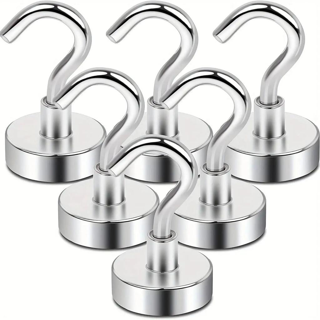 6pcs Magnetic Hooks, 25Lbs Strong Heavy Duty Cruise Magnet S-Hooks for Hanging, Cabins, Grill, Kitchen, Garage, Workplace and Of