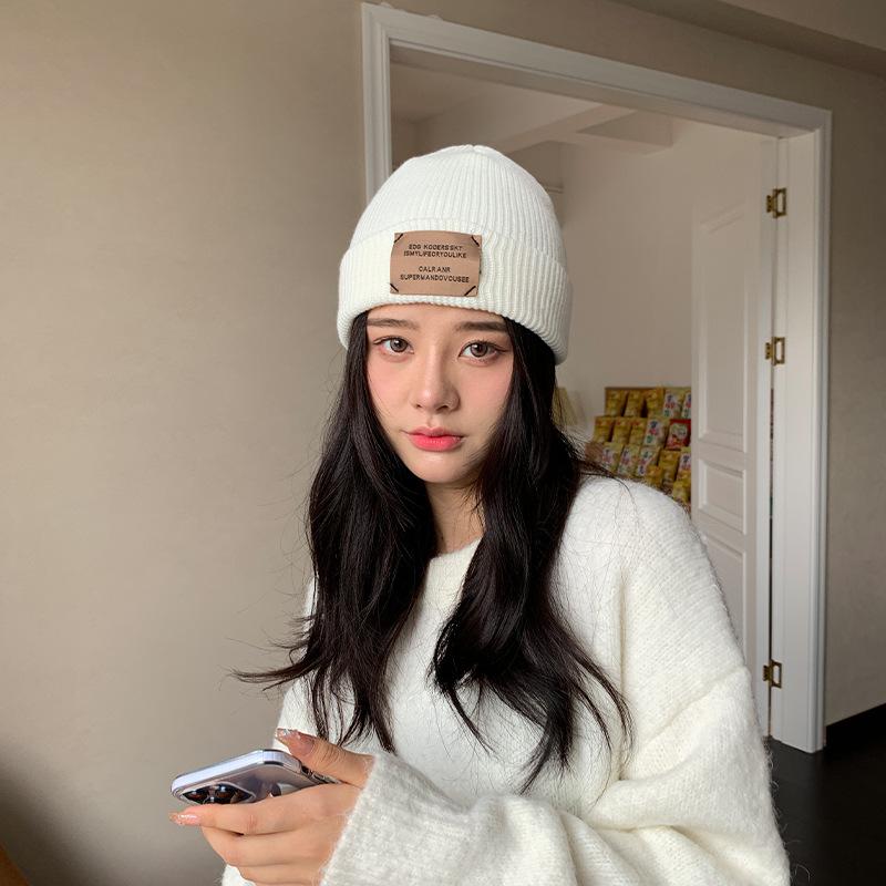 Hat trendy retro patch couple wool hat women's autumn and winter big head circumference warm ear protection knitted hat