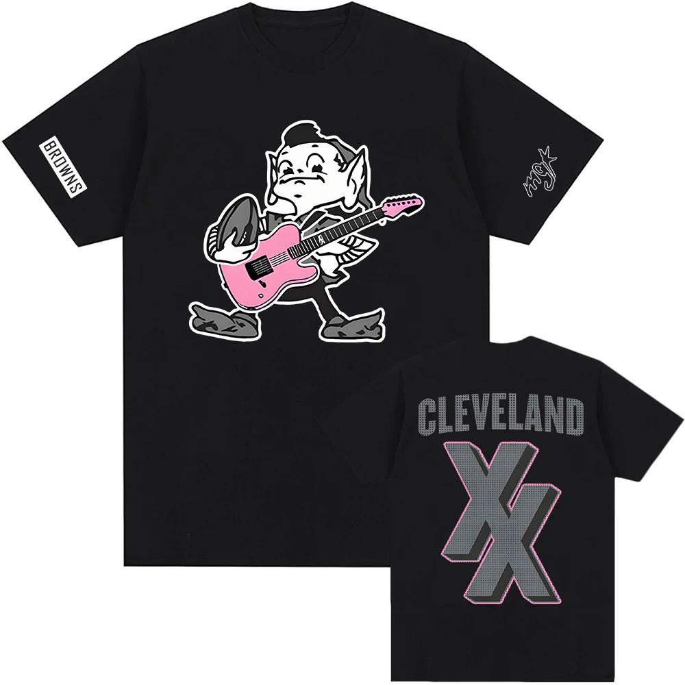 Футболка Mgk X Cleveland Browns Machine Gun Kelly Футболки с коротким рукавом Мужская/Женская Одежда Повседневная Мода Унисекс Уличная Одежда XS