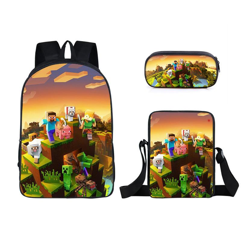 Minecraft Cartoon Game Character Printed Children Large Capacity Backpack