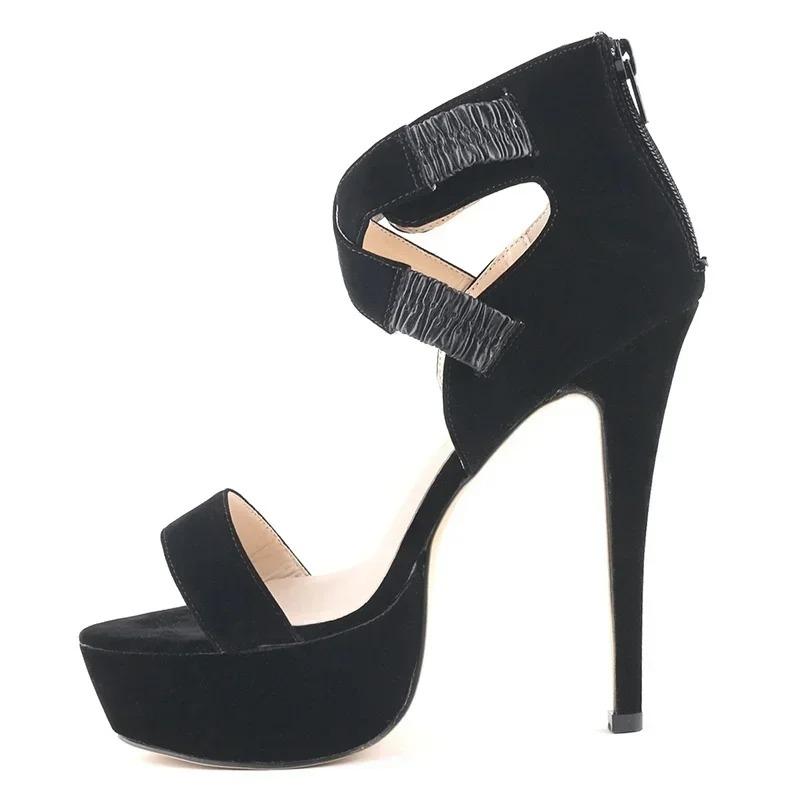 Dámské lodičky Sexy sandály na klínku s platformou s přezkou s křížovými pásky 14cm vysoké podpatky Pumps Robustní blokové šaty Party Svatba Boty