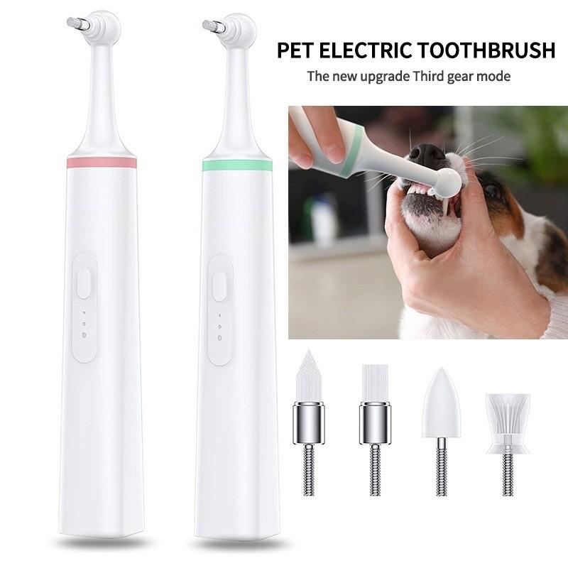 Pet Electric Toothbrush Set For Dogs With Silicone Brush Heads For Teeth Whitening And Plaque Removal