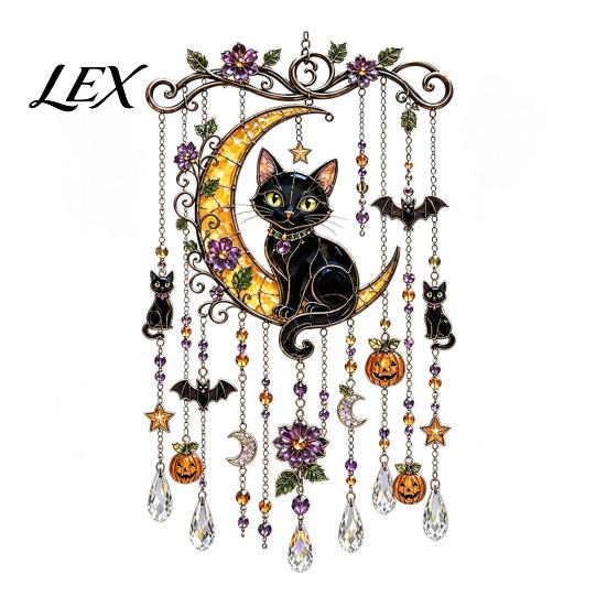 Festive Party Supplies for Halloween Acrylic Wind Chime Pendant, Crystal Suncatcher Hanging Ornaments, Decorative Mysterious Courtyard Chimes