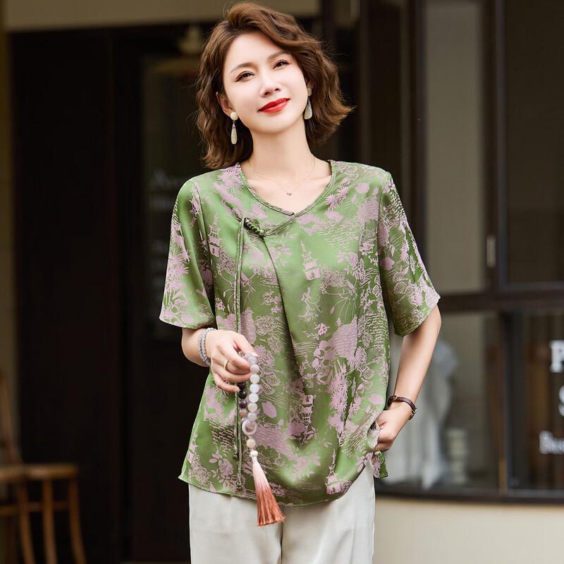 Jianhu Mid-Aged Women's Chinese Style Summer T-Shirt