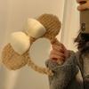 1pc Bow shaped teddy bear ear headband, women's autumn and winter plush cute cartoon face wash headband, hair clip
