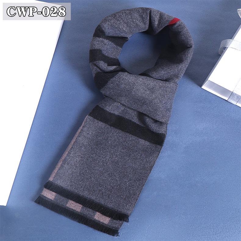 2025 Winter Men's Black Grey Plaid Imitation Cashmere Scarf