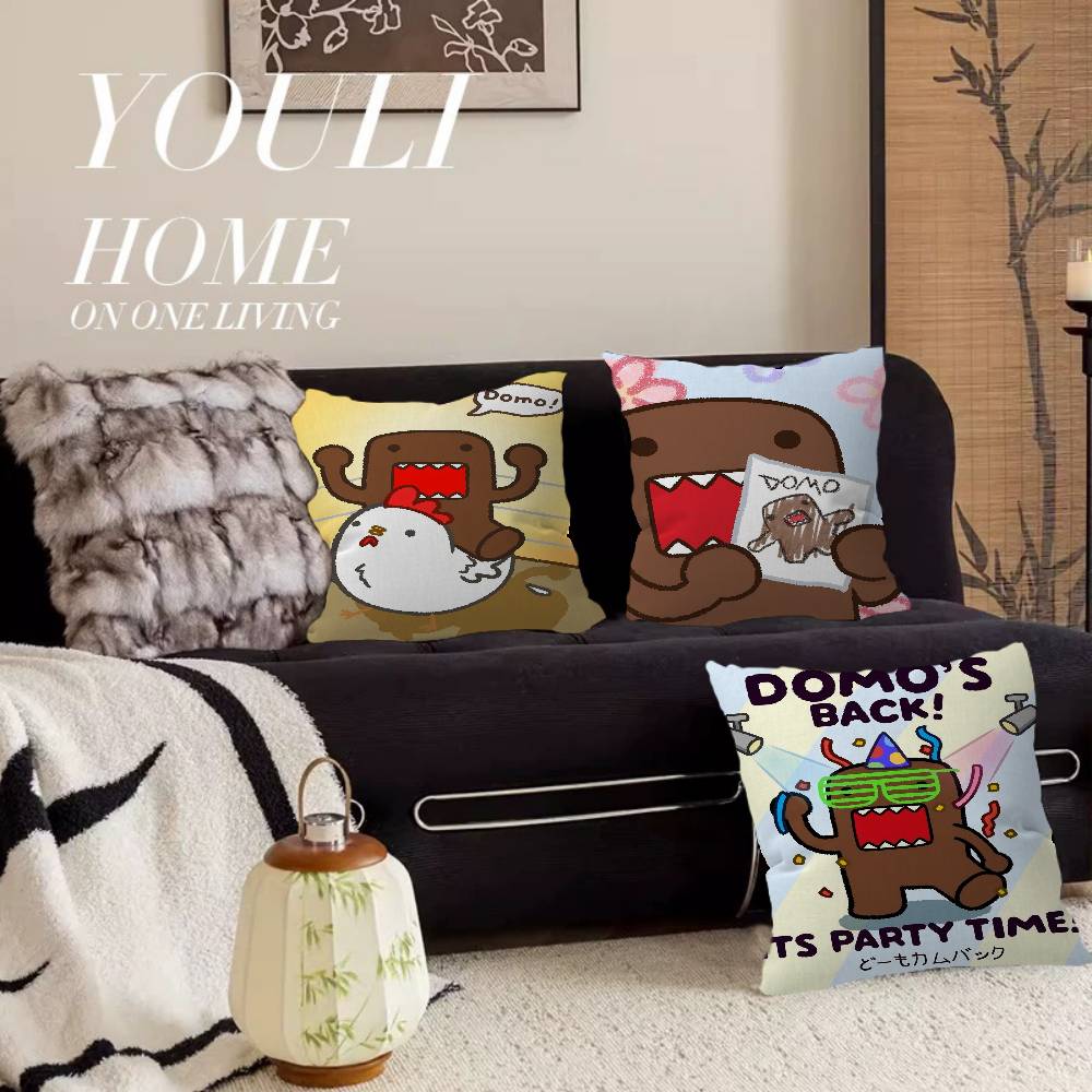Cute Domo-Kun Maple Design Cushion Cover Happy Autumn Harvest Decor Holiday Decorati Pillow Cover