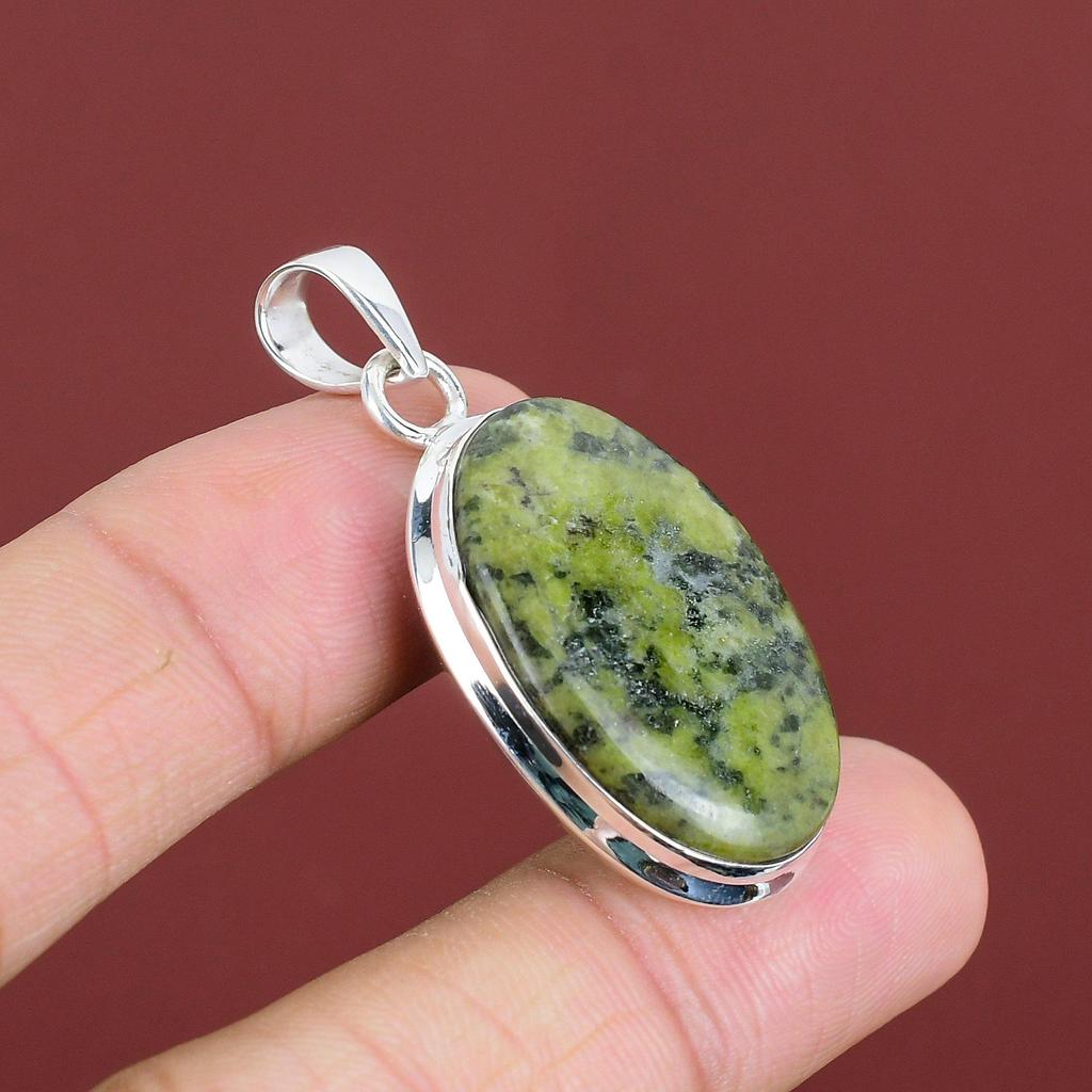 Serpentine Pendant Gemstone Jewelry Antique Pendant 925 Sterling Silver Pendant Serpentine Jewelry Handmade Brand New Pendant Gifts For Dad