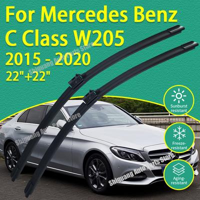 Escobillas de Limpiaparabrisas Frontales con Recubrimiento de Silicona para Mercedes Benz Clase C W205 2015 - Sedán 22"+22" Escobillas Limpiaparabrisas para Parabrisas de Coche