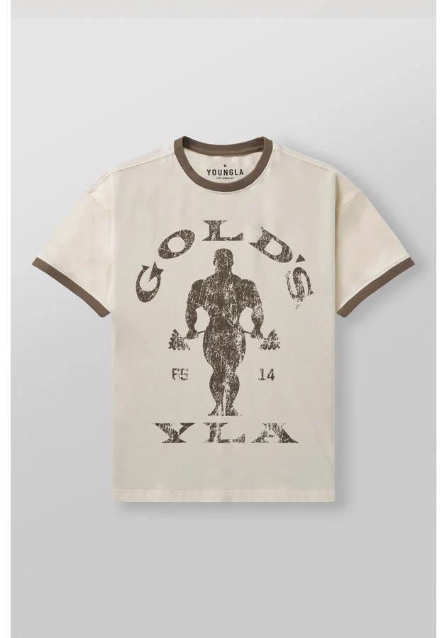 The BAY YoungLA x Gold's Gym Retro Korte Mouw Stretch T-shirt voor Mannen & Vrouwen