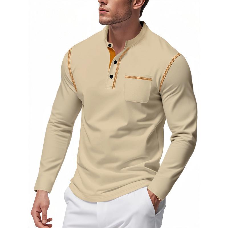 Men S Long Sleeve Casual T Shirt Color Block