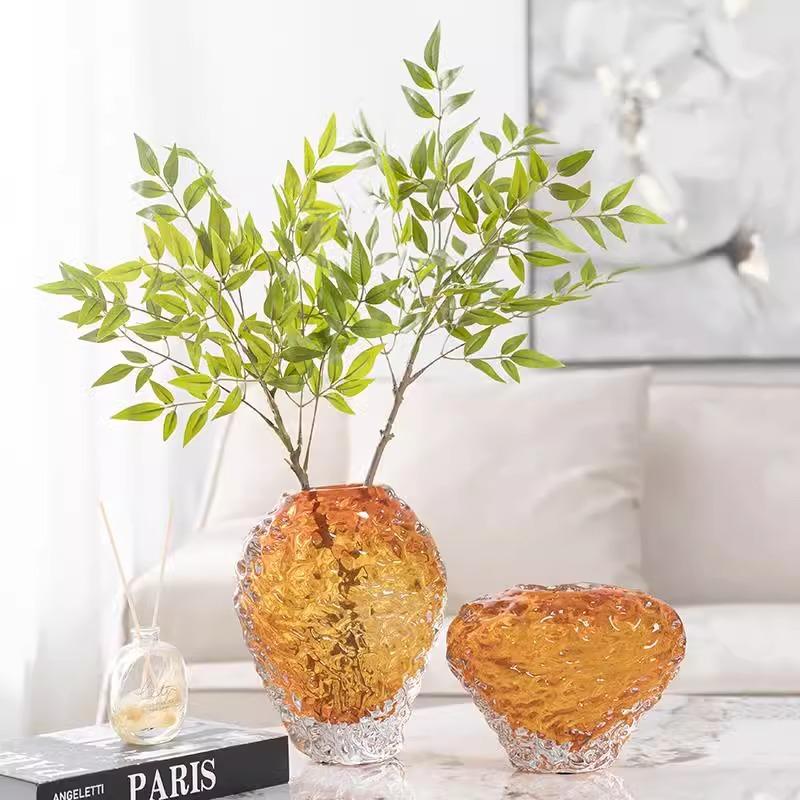 Vaso de Vidro Colorido Espesso Vaso de Flores Laranja Arranjo Floral Acessórios Hidroponia Terrário Acessórios de Decoração para Casa