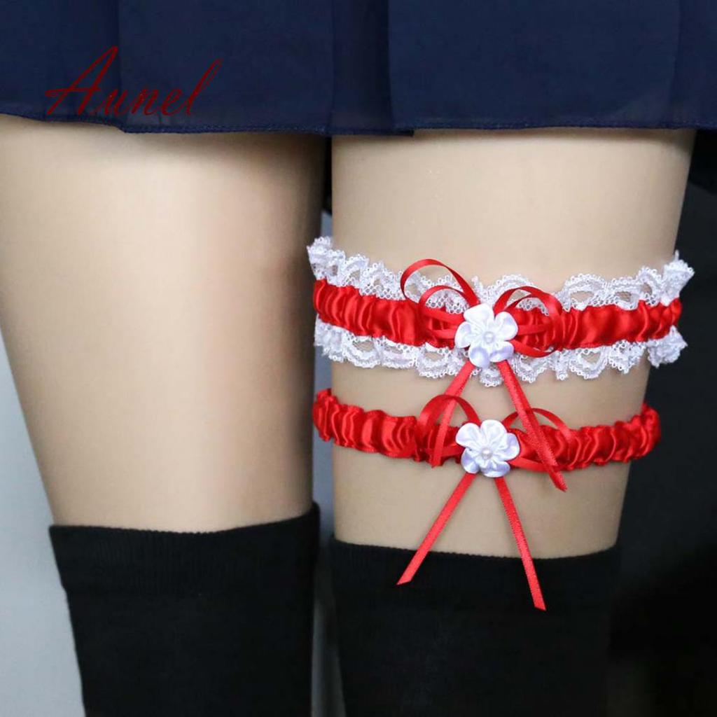 Fantastische 2 Teile/satz Bowknot Spitze Sexy Braut Bein Strumpfband Hochzeit Cosplay Dekor