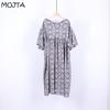 MOJTA Women's Cotton Summer Plus Size Long Skirt Floral Loose Printed Dress