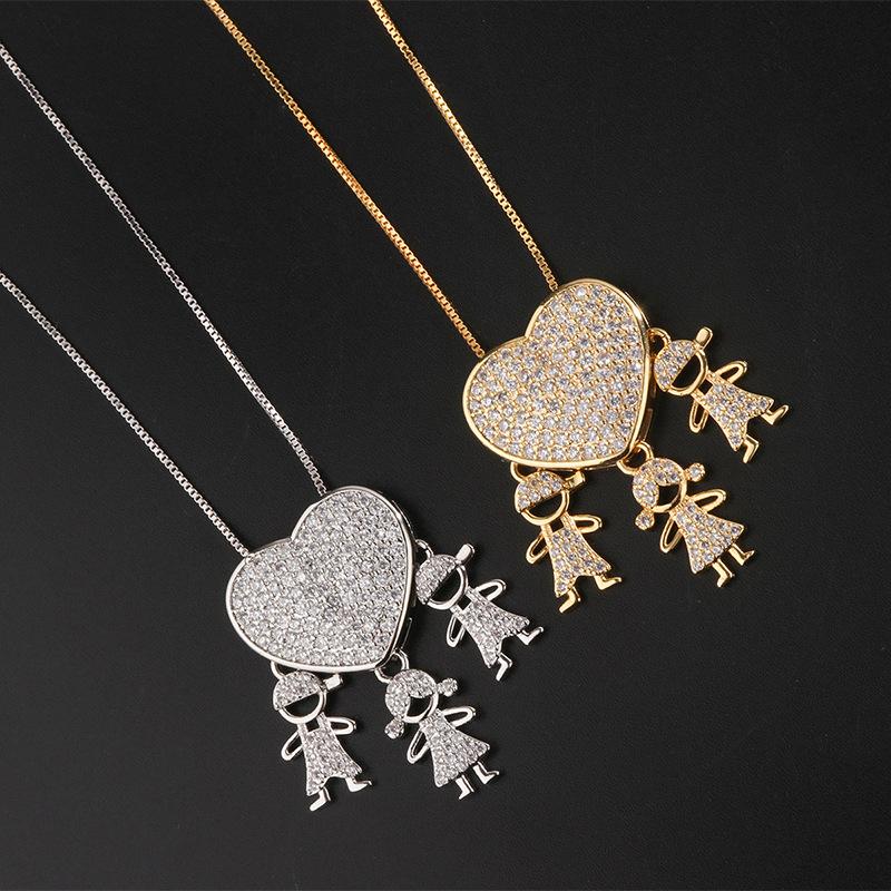 European and American New Pendants, Collarbone Gold-plated Diamonds, Love Children's Necklaces, Fashionable Boys and Girls Pendants
