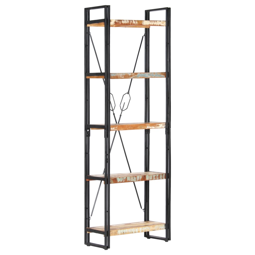5 Shelf Bookshelf 60 X 30 X 180 Cm Reclaimed Wood Brown
