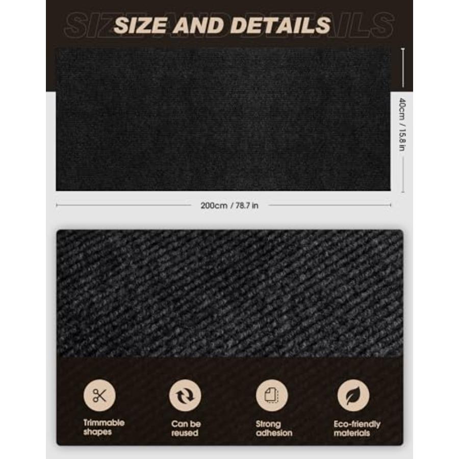 Cat Scratch Mat Trimmable Self-Adhesive Carpet for DIY Cat Climbing and Scratching Solution Ideal for Protecting Cat Couch Furn